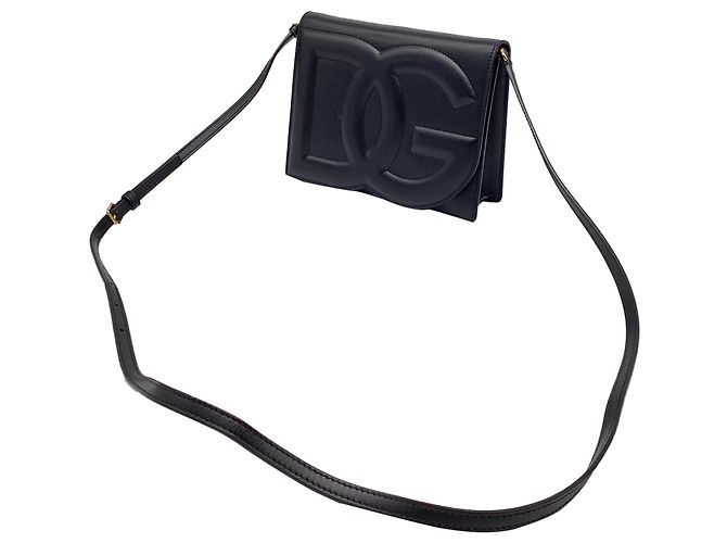Borsa a tracolla Dolce & Gabbana DG Logo in pelle di vitello nera Nero - vista 15