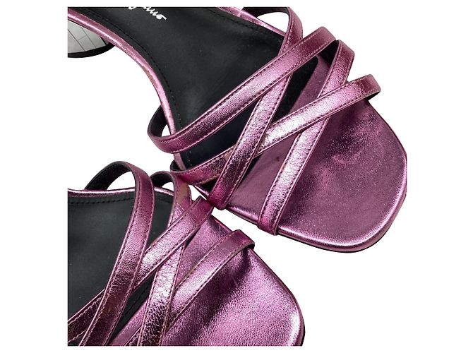 Salvatore Ferragamo Sandali Ferragamo con tacco a specchio in pelle rosa - vista 10