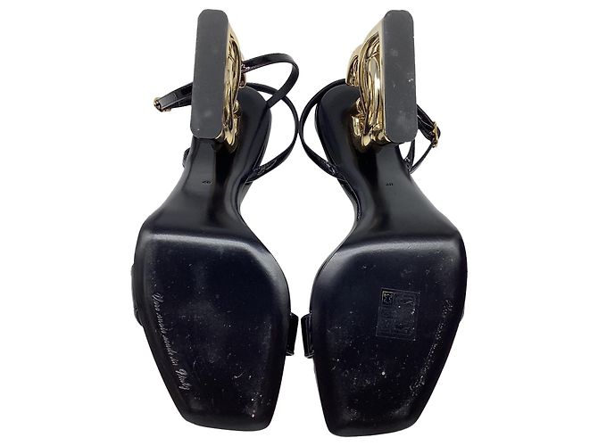 Dolce & Gabbana DG Heel Ankle Strap Sandals in Black Leather - view 10