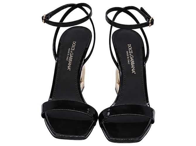 Dolce & Gabbana DG Heel Ankle Strap Sandals in Black Leather - view 2
