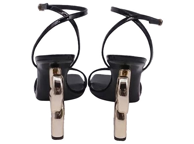 Dolce & Gabbana DG Heel Ankle Strap Sandals in Black Leather - view 5