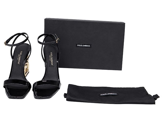Dolce & Gabbana DG Heel Ankle Strap Sandals in Black Leather - view 6