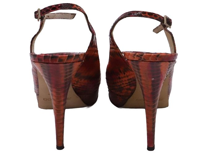 Décolleté Slingback Jimmy Choo in pelle rossa effetto pitone Rosso - vista 5