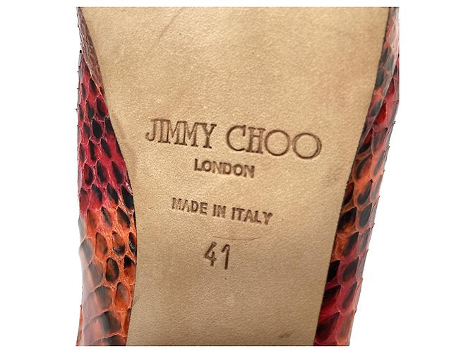 Décolleté Slingback Jimmy Choo in pelle rossa effetto pitone Rosso - vista 6