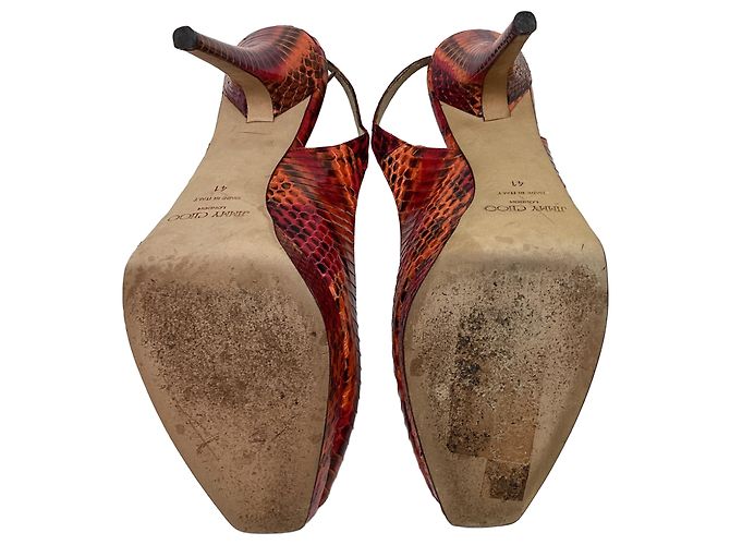 Décolleté Slingback Jimmy Choo in pelle rossa effetto pitone Rosso - vista 7