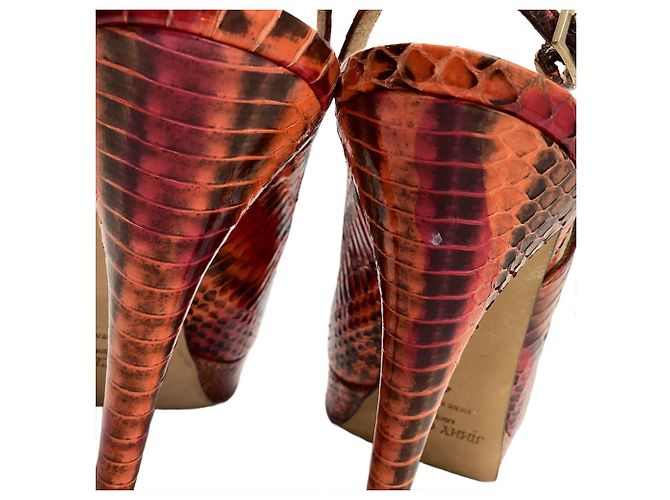 Décolleté Slingback Jimmy Choo in pelle rossa effetto pitone Rosso - vista 8