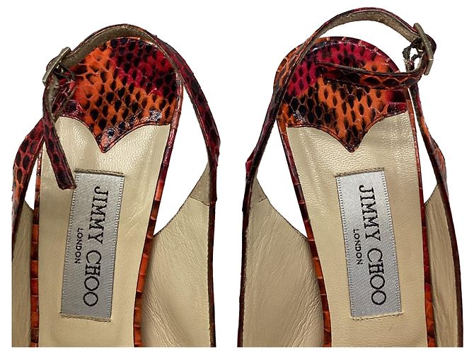 Décolleté Slingback Jimmy Choo in pelle rossa effetto pitone Rosso - vista 9