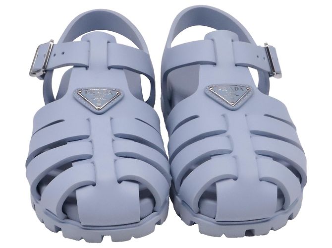 Prada Fisherman-Sandalen mit Logo-Plakette aus blauem Gummi - Ansicht 2