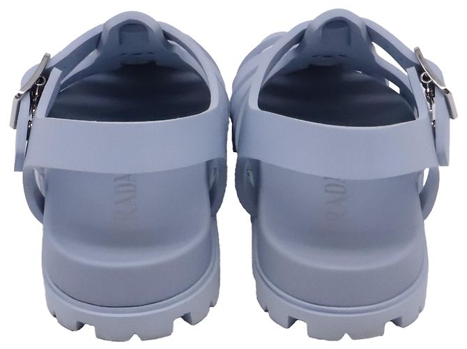 Prada Fisherman-Sandalen mit Logo-Plakette aus blauem Gummi - Ansicht 5