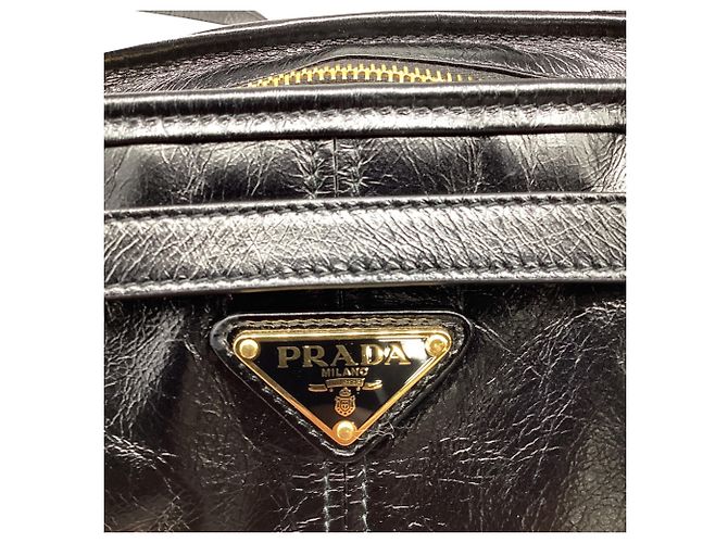 Borsa a tracolla Prada Bonnie Large in pelle di vitello nera Nero - vista 12