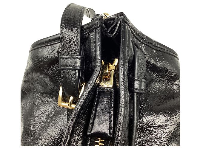 Borsa a tracolla Prada Bonnie Large in pelle di vitello nera Nero - vista 14