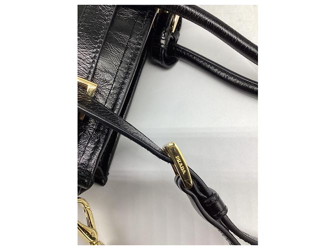 Borsa a tracolla Prada Bonnie Large in pelle di vitello nera Nero - vista 16