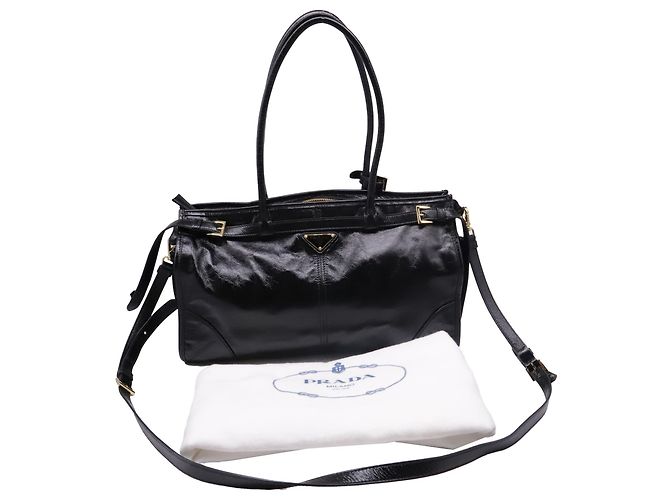 Borsa a tracolla Prada Bonnie Large in pelle di vitello nera Nero - vista 5