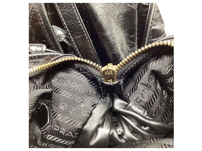 Borsa a tracolla Prada Bonnie Large in pelle di vitello nera Nero - vista 7