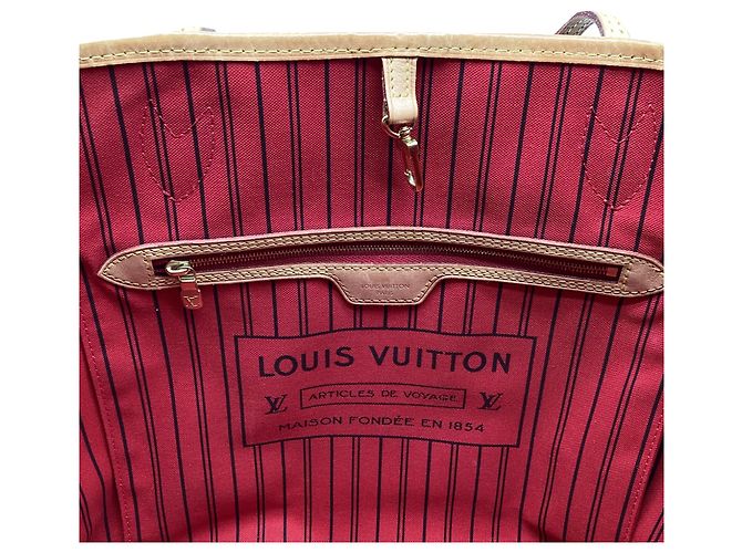 Louis Vuitton Neverfull MM Monogram Tote Bag aus braunem beschichtetem Canvas Rot Bordeaux - Ansicht 10