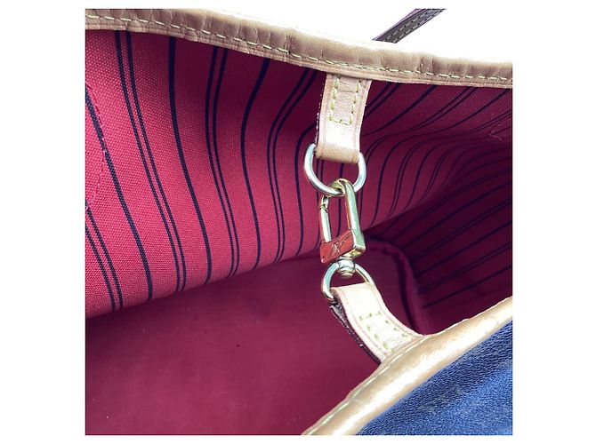Louis Vuitton Neverfull MM Monogram Tote Bag aus braunem beschichtetem Canvas Rot Bordeaux - Ansicht 12