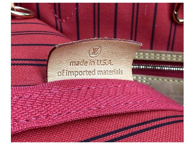 Louis Vuitton Neverfull MM Monogram Tote Bag aus braunem beschichtetem Canvas Rot Bordeaux - Ansicht 15