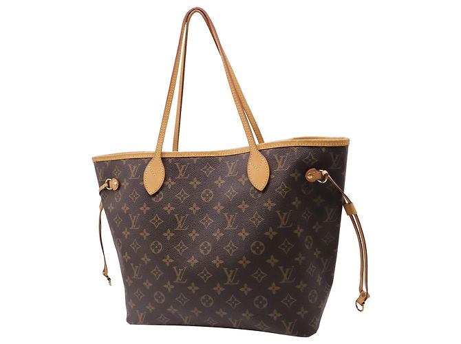 Louis Vuitton Neverfull MM Monogram Tote Bag aus braunem beschichtetem Canvas Rot Bordeaux - Ansicht 2