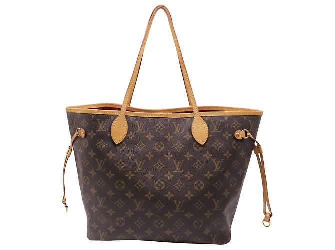 Louis Vuitton Neverfull MM Monogram Tote Bag aus braunem beschichtetem Canvas Rot Bordeaux - Ansicht 4
