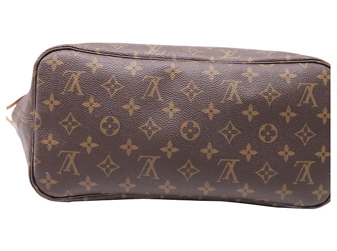 Louis Vuitton Neverfull MM Monogram Tote Bag aus braunem beschichtetem Canvas Rot Bordeaux - Ansicht 5