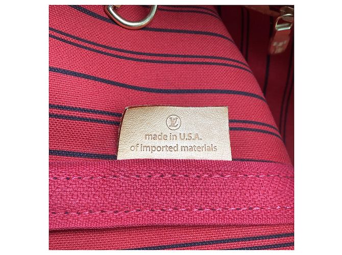 Louis Vuitton Neverfull MM Monogram Tote Bag aus braunem beschichtetem Canvas Rot Bordeaux - Ansicht 7