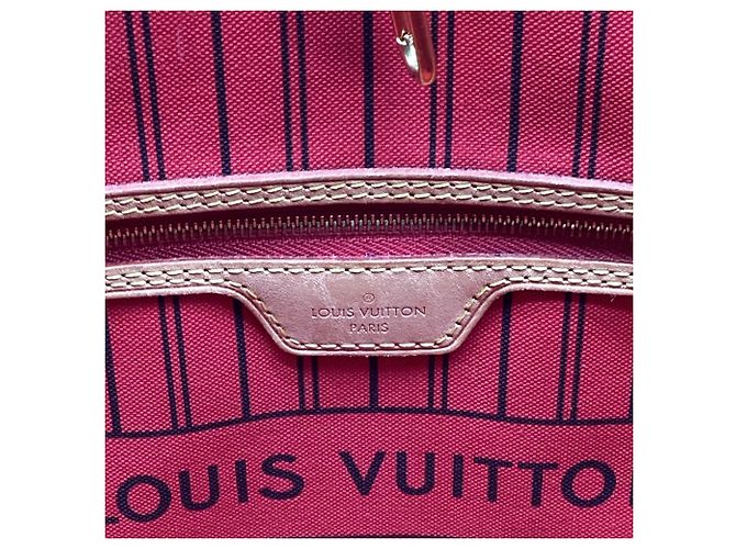 Louis Vuitton Neverfull MM Monogram Tote Bag aus braunem beschichtetem Canvas Rot Bordeaux - Ansicht 9