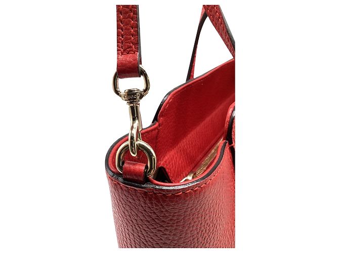 Sac cabas Gucci Medium Swing en cuir rouge - vue 14