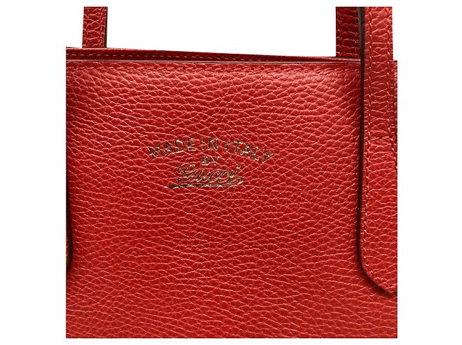 Sac cabas Gucci Medium Swing en cuir rouge - vue 15