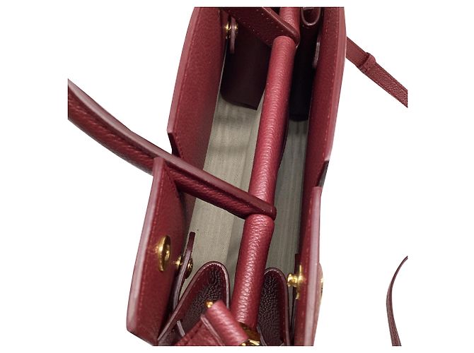 Borsa Mini Title con manico in pelle bordeaux Burberry Rosso Bordò - vista 11
