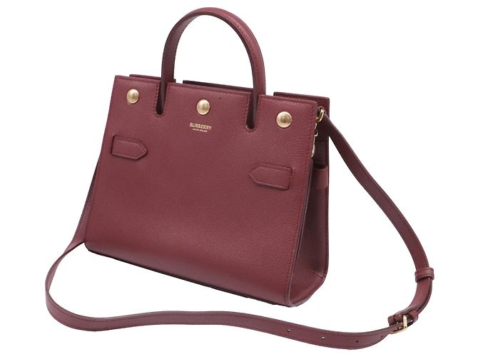 Borsa Mini Title con manico in pelle bordeaux Burberry Rosso Bordò - vista 2