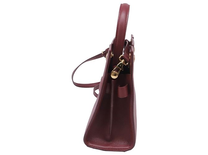 Borsa Mini Title con manico in pelle bordeaux Burberry Rosso Bordò - vista 3
