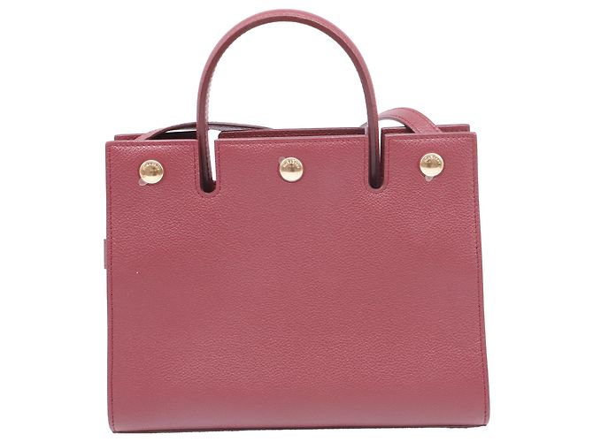 Borsa Mini Title con manico in pelle bordeaux Burberry Rosso Bordò - vista 4