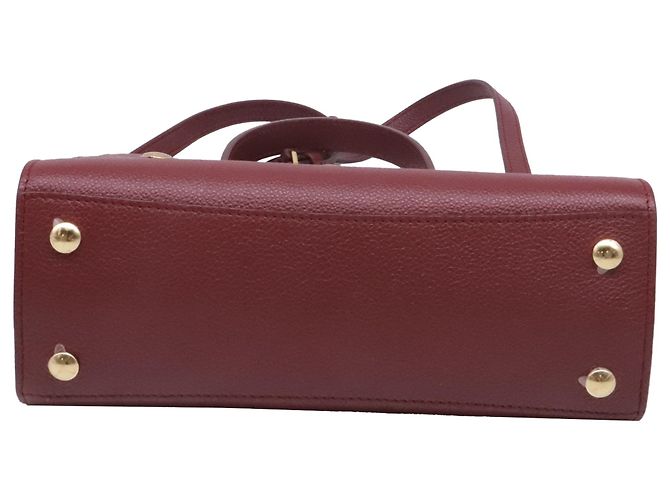 Borsa Mini Title con manico in pelle bordeaux Burberry Rosso Bordò - vista 5