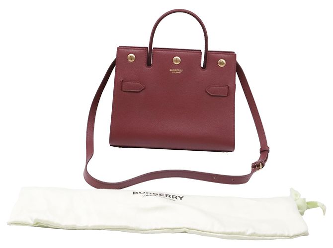 Borsa Mini Title con manico in pelle bordeaux Burberry Rosso Bordò - vista 6