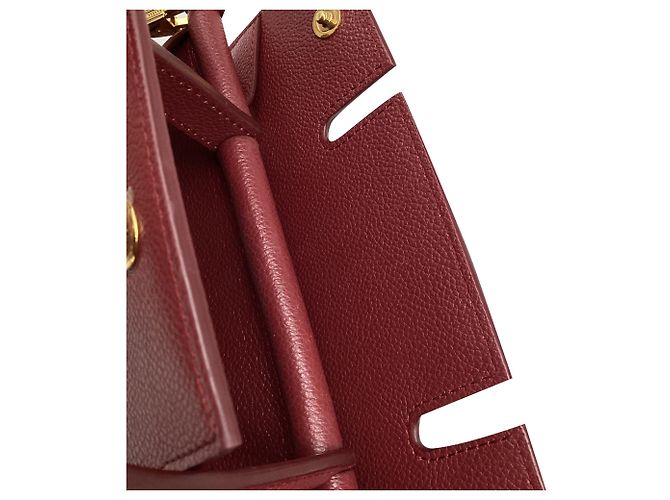 Borsa Mini Title con manico in pelle bordeaux Burberry Rosso Bordò - vista 7