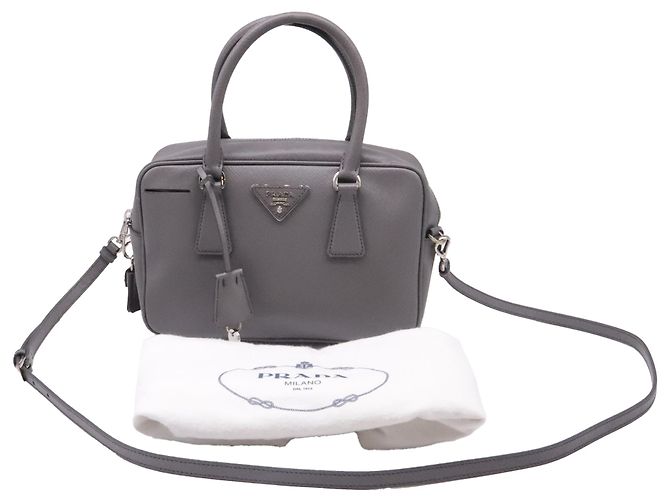 Borsa Prada Small Top handle in pelle Saffiano grigia Grigio - vista 5