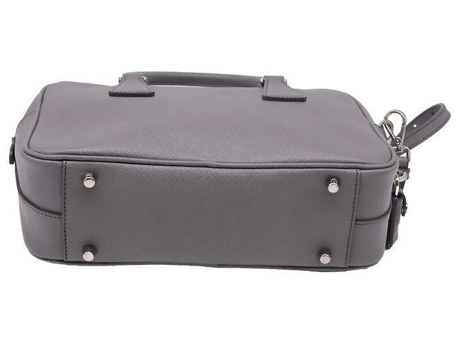 Borsa Prada Small Top handle in pelle Saffiano grigia Grigio - vista 6