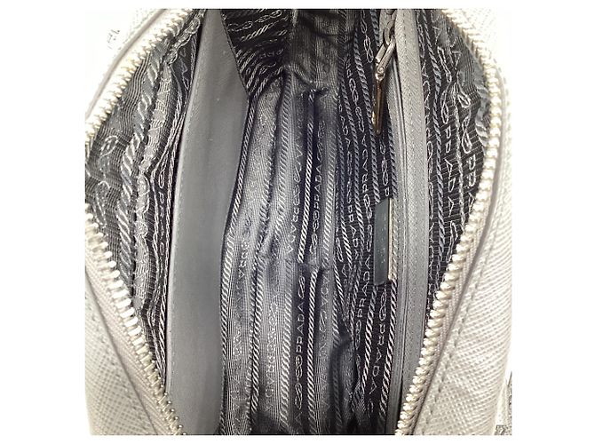Borsa Prada Small Top handle in pelle Saffiano grigia Grigio - vista 8
