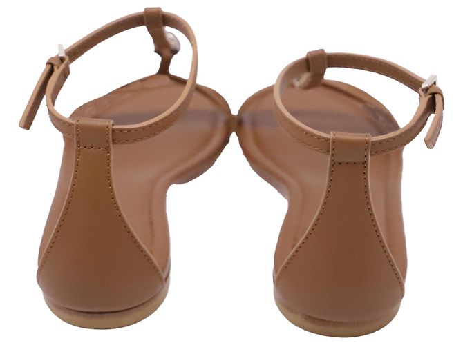 Sandali T-strap Gucci con dettagli in bambù in pelle marrone - vista 5