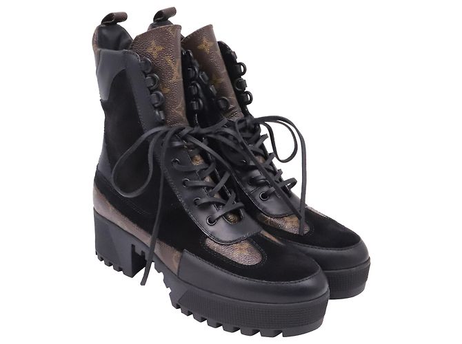 Botas Desert de plataforma Laureate Louis Vuitton en piel negra Castaño - vista 3