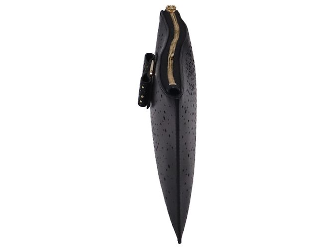 Clutch Salvatore Ferragamo in pelle nera traforata con fiocco Nero - vista 3