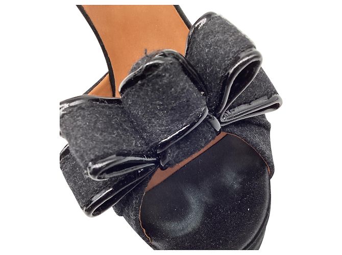 Sandali con tacco platform Lanvin Bow in pelle verniciata nera Nero - vista 10