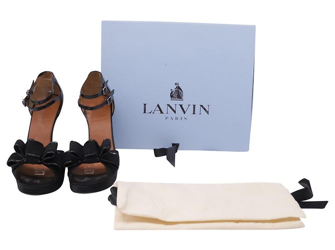 Sandali con tacco platform Lanvin Bow in pelle verniciata nera Nero - vista 6