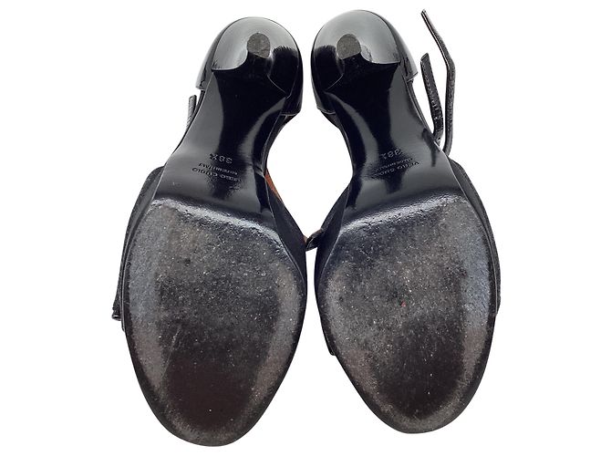Sandali con tacco platform Lanvin Bow in pelle verniciata nera Nero - vista 8