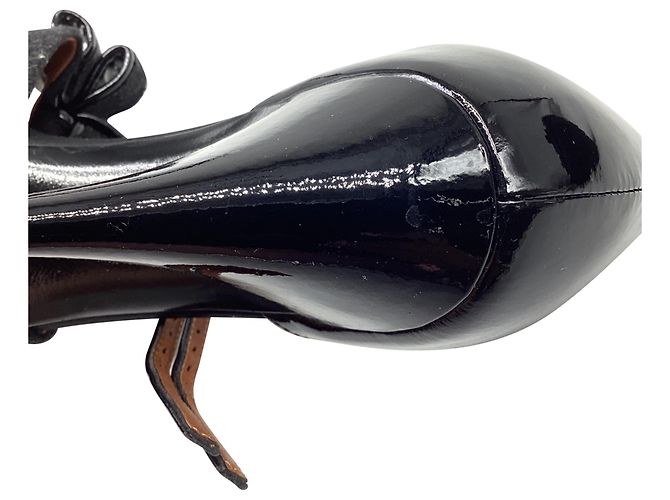 Sandali con tacco platform Lanvin Bow in pelle verniciata nera Nero - vista 9