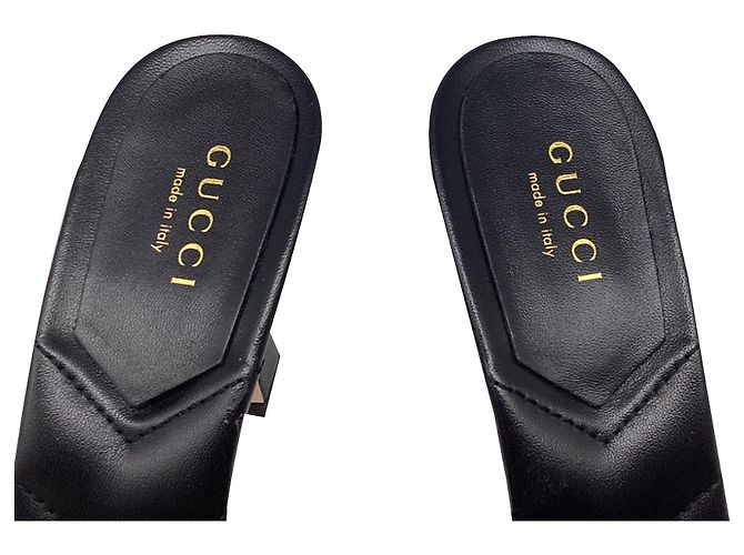 Gucci GG Marmont gesteppte Absatz-Mules aus schwarzem Leder - Ansicht 10