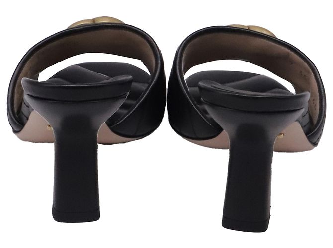 Gucci GG Marmont gesteppte Absatz-Mules aus schwarzem Leder - Ansicht 5