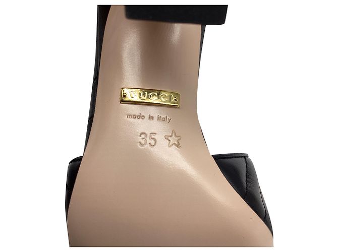 Gucci GG Marmont gesteppte Absatz-Mules aus schwarzem Leder - Ansicht 7