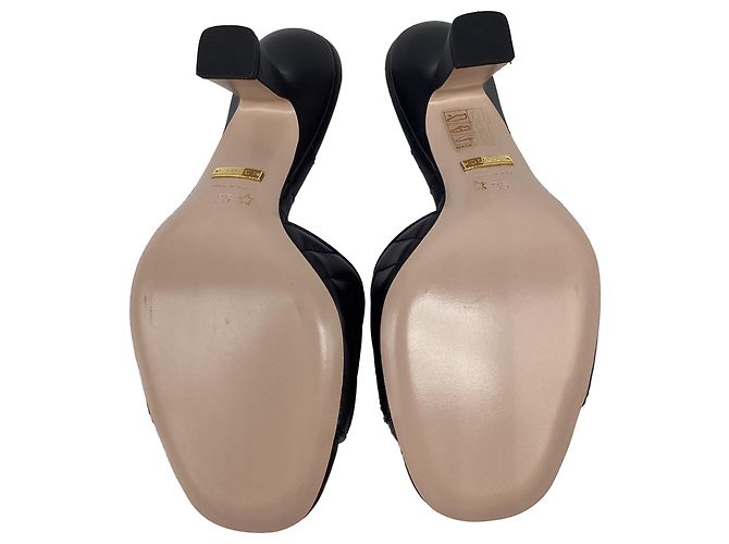 Gucci GG Marmont gesteppte Absatz-Mules aus schwarzem Leder - Ansicht 8