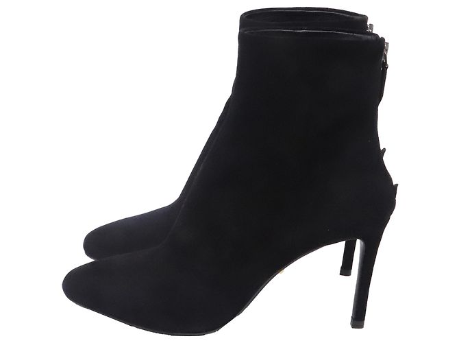 Stivaletti con tacco alto Prada in camoscio nero - vista 4